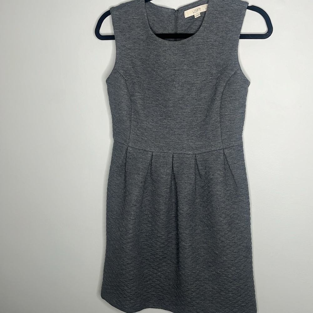 Women’s Loft 2P Grey Sleeveless Work Dress Mini